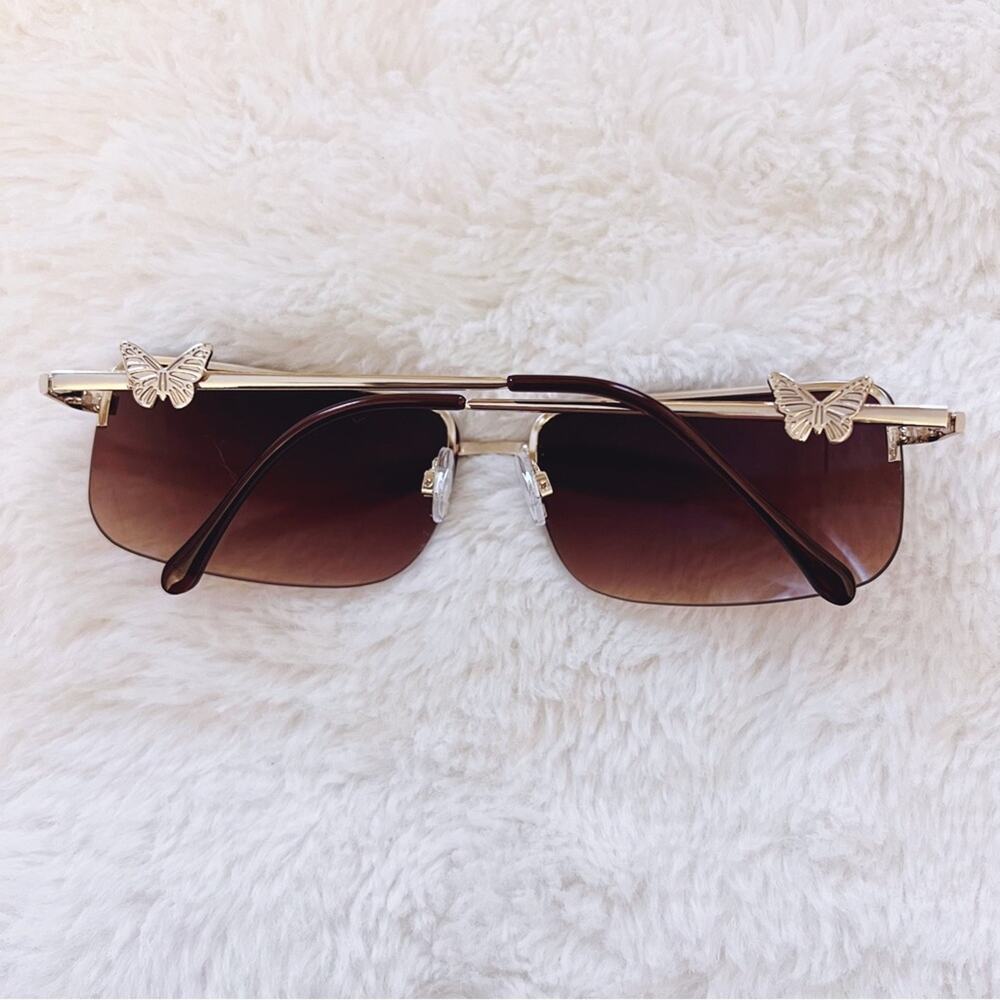 Delia Brown Rimless Butterfly Accent Sunglasses - Picture 10 of 10